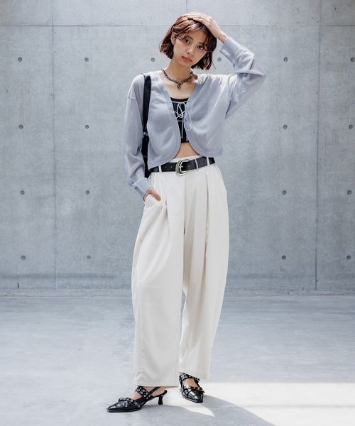 PAGEBOY カーディガン レースアップシアーボレロ レディース