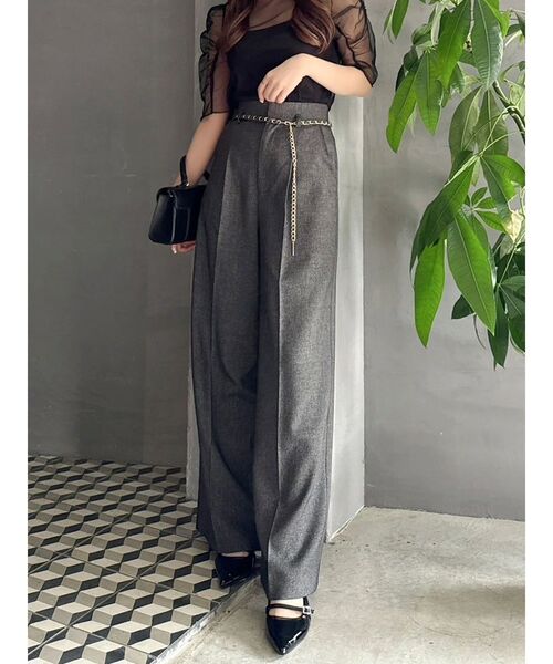 DANIELA GREGISwoolリボンダークグレーワイドパンツ dazzlin（ダズリン） パンツ バリエーションワイドパンツ レディース