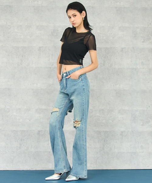 新品 タグ付き アプの半袖アンサンブル ANAP（アナップ） tシャツ リブ ブラトップ × シアー トップス