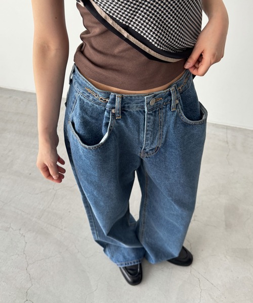 キャナルジーンdiggityボタンポケットデニムパンツ レディースSサイズ CANAL JEAN（キャナルジーン） ワイドパンツ ジーンズ デニム デニム