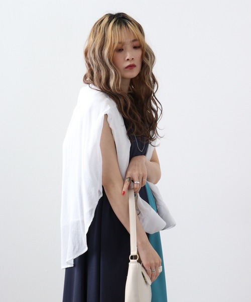 「Anna Nicola」 ノースリーブワンピース 38 ネイビー レディース_画像4