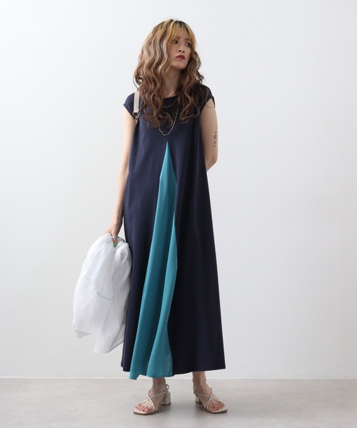 「Anna Nicola」 ノースリーブワンピース 38 ネイビー レディース_画像5