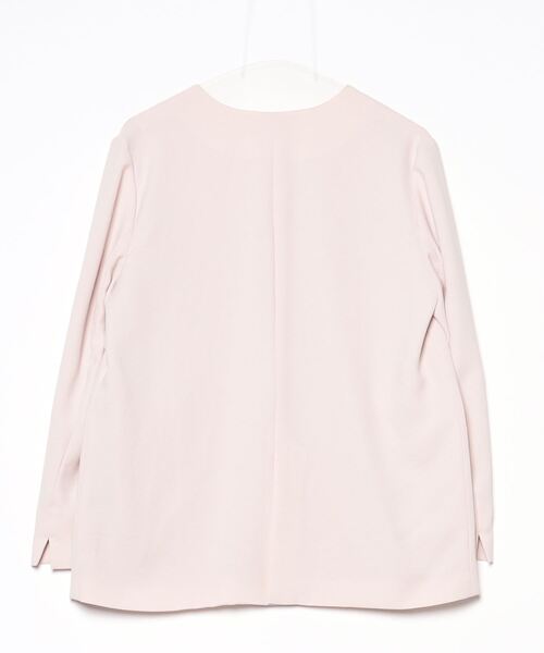 大きいサイズ！INDIVI ノーカラージャケット サイズ12 INDIVI（インディヴィ） ノーカラージャケット 12 ピンク レディース