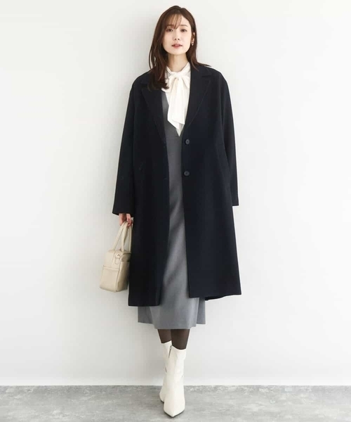 イークラット♪デザインコート♪美品♪ FRAY I.D (フレイアイディー)MANTECOチェスターロングコート 23秋冬