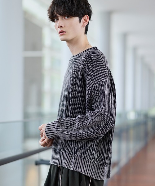 ASTRONOMY セーター ニット 5ゲージ畦編みピグメントニット メンズ