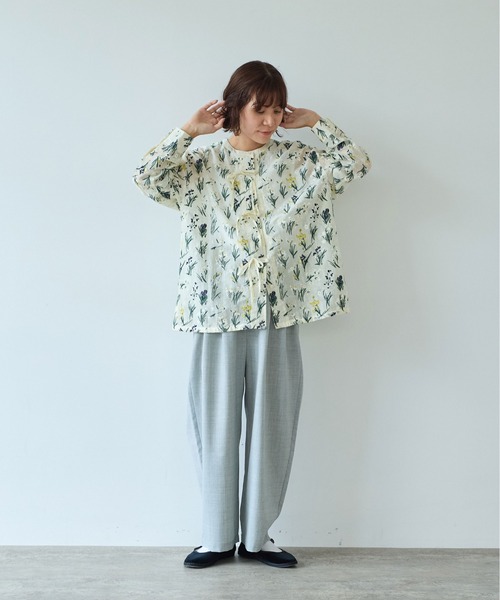 yuni ブラウス シャツ Floral embroidely ribon シャツ レディース