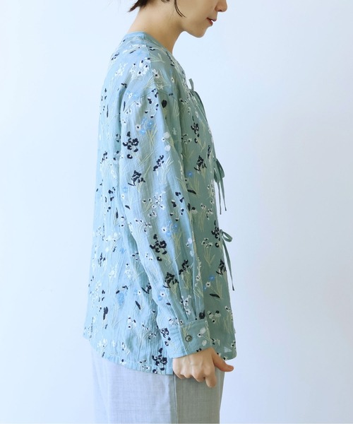 yuni ブラウス シャツ Floral embroidely ribon シャツ レディース