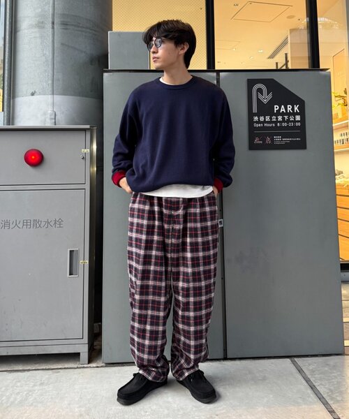 美品✨ PT01 スラックスパンツ チェック柄 シルク混 46 ブラック 美品
