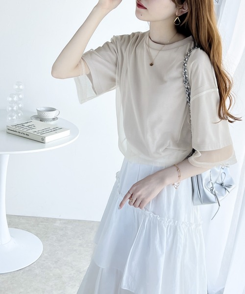 「Java」 半袖カットソー LARGE グレー レディース_画像3