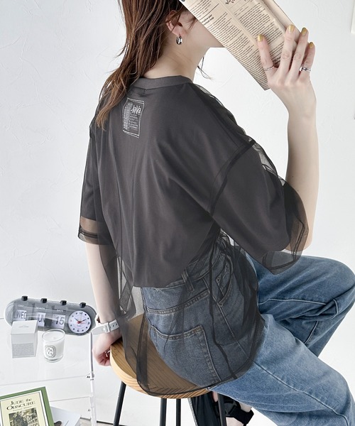 「Java」 半袖カットソー LARGE グレー レディース_画像8