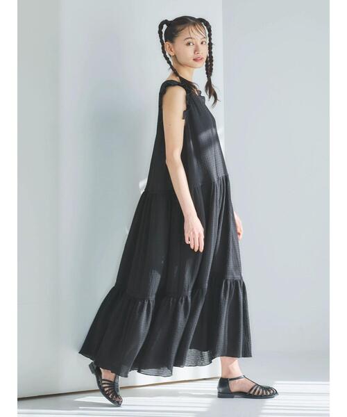 「ESCAR」 ノースリーブワンピース FREE ブラウン レディース_画像2