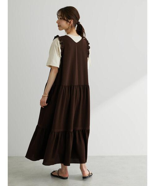 「ESCAR」 ノースリーブワンピース FREE ブラウン レディース_画像6