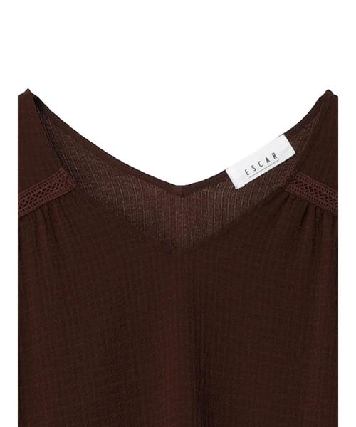 「ESCAR」 ノースリーブワンピース FREE ブラウン レディース_画像7