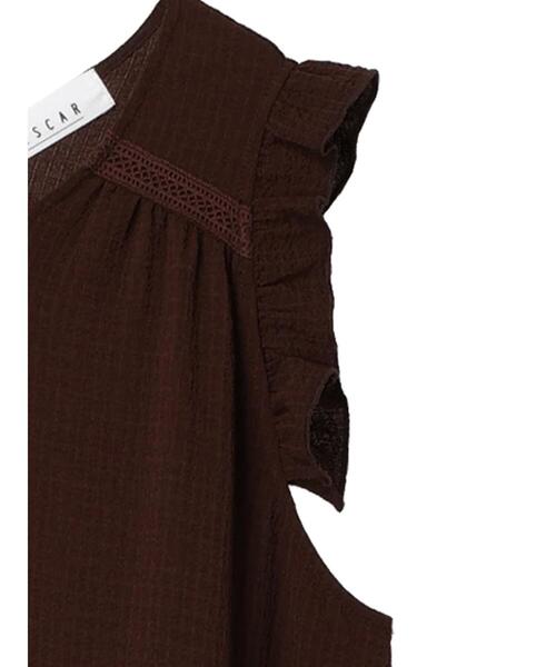 「ESCAR」 ノースリーブワンピース FREE ブラウン レディース_画像8