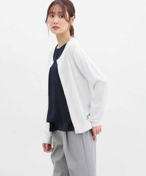 「Honeys」 「CINEMA CLUB」ニットカーディガン LL ブルー レディース_画像4