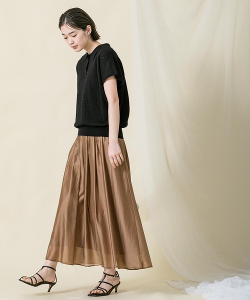 「Gready Brilliant」 「favori」半袖ニット 38 ブラック レディース_画像3