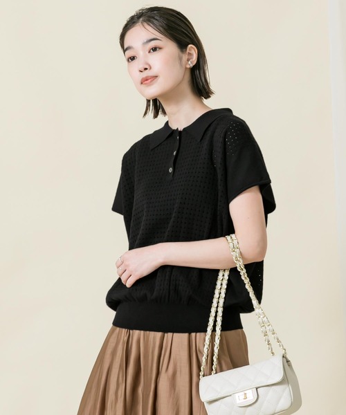 「Gready Brilliant」 「favori」半袖ニット 38 ブラック レディース_画像6