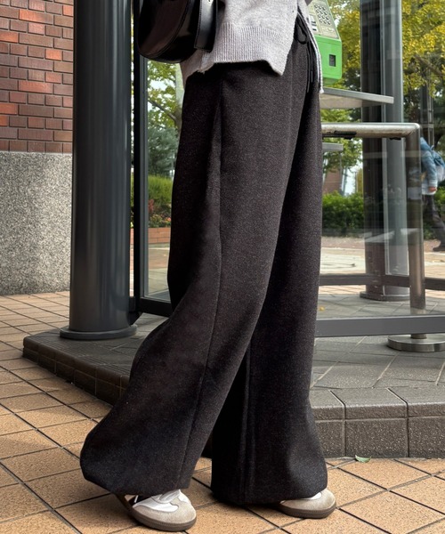 新品 未使用 ノーブル ウール 白パンツ ワイドパンツ ノーブル(NOBLE