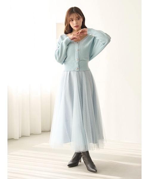 SNIDEL（スナイデル） ワンピース チュールスカートセットカーディガン