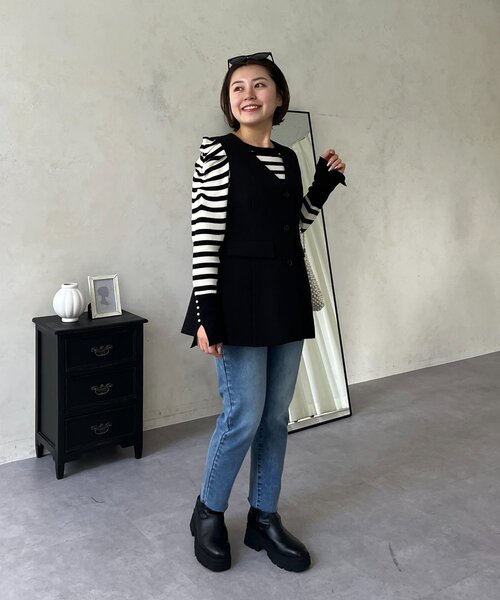 フロム FLOML ベスト ジレ 美品 LOWRYS FARM（ローリーズファーム） ベスト ジレ フェザーZIPベスト