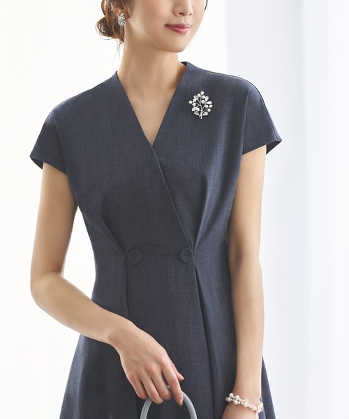 「RUIRUE BOUTIQUE」 半袖ワンピース M ネイビー レディースの画像