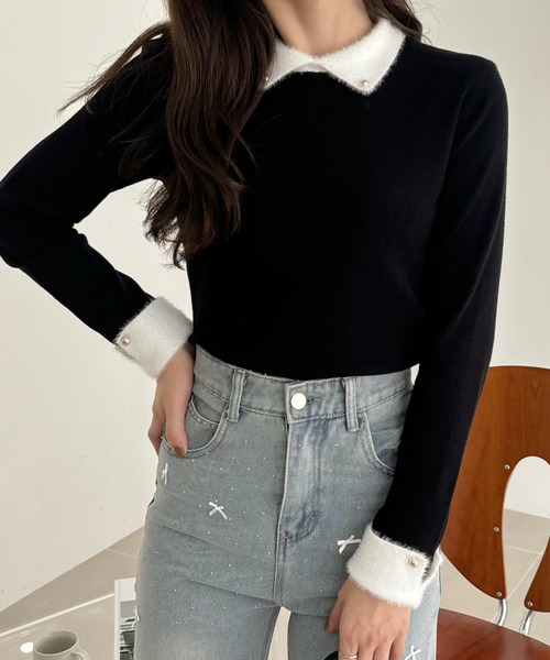 「Ada.」 長袖ニット M ブラック レディース_画像3