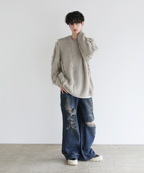 「ASTRONOMY」 長袖ニット L アイボリー メンズ_画像5