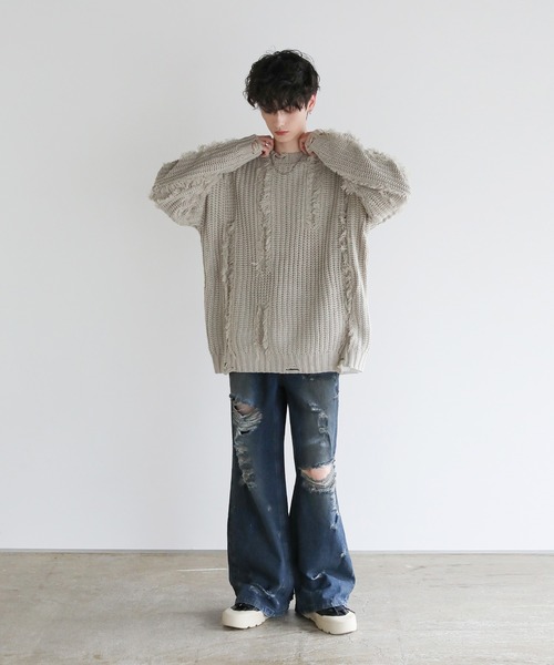 「ASTRONOMY」 長袖ニット L アイボリー メンズ_画像8