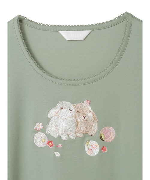 ピンクハウス❤️【未着用】うさぎ刺繍がかわいい半袖ブラウス❤️ PINK HOUSE（ピンクハウス） ワンピース 幸見うさぎ刺繍スムース
