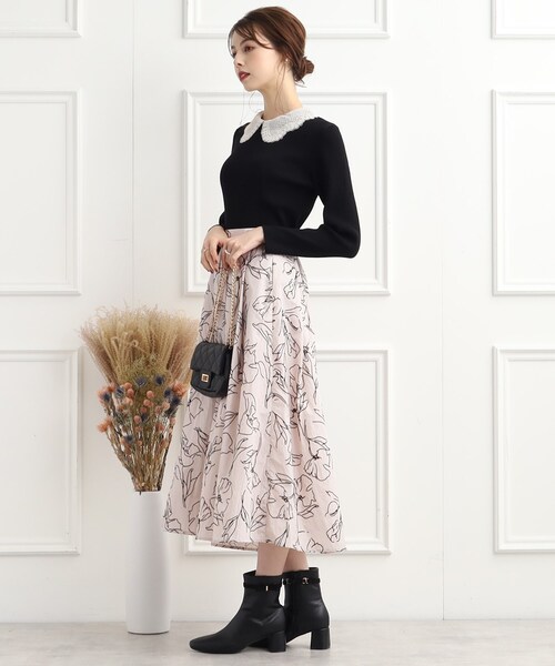 「couture brooch」 長袖ニット 42 ライトベージュ レディース_画像3