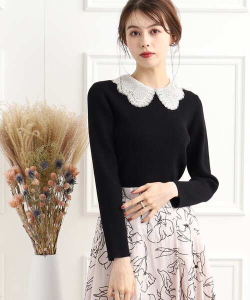 「couture brooch」 長袖ニット 42 ライトベージュ レディース_画像5