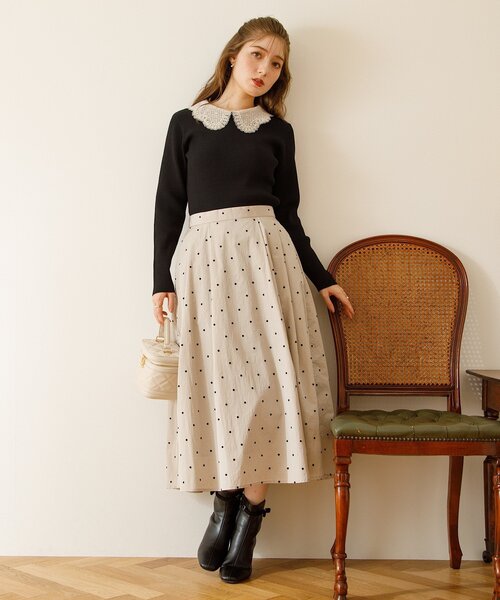 「couture brooch」 長袖ニット 42 ライトベージュ レディース_画像9