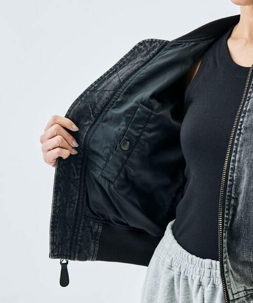 【美品】+J ブラック MA-1ジャケット Lサイズ Edition（エディション） ma1 ma-1 ブラックデニム MA-1ジャケット