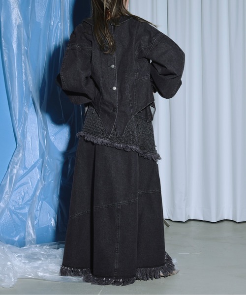 「Ezick」 デニムジャケット FREE グレー レディース_画像3