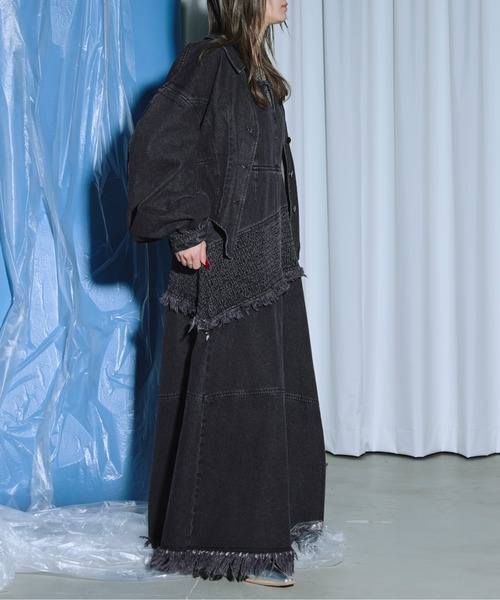 「Ezick」 デニムジャケット FREE グレー レディース_画像4