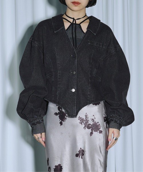 「Ezick」 デニムジャケット FREE グレー レディース_画像6