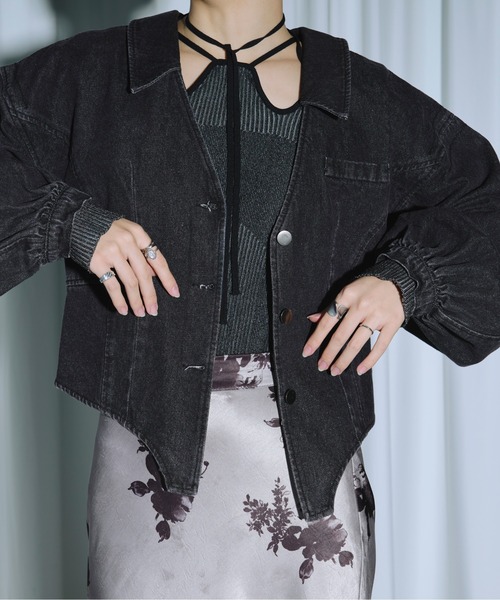 「Ezick」 デニムジャケット FREE グレー レディース_画像7