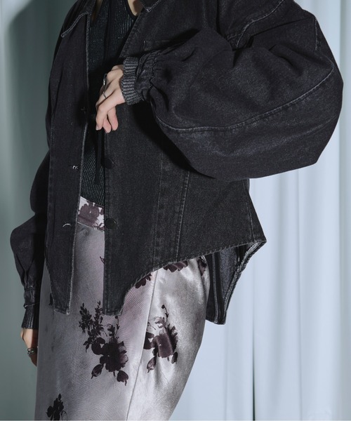 「Ezick」 デニムジャケット FREE グレー レディース_画像8