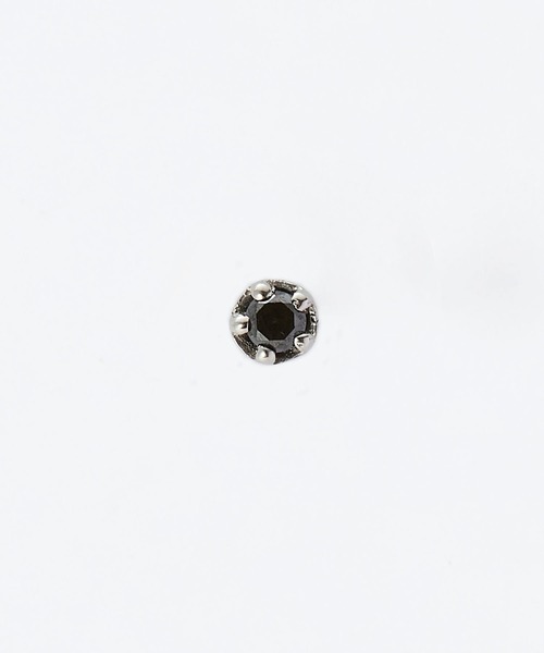 ピアス 「Pt900」ブラック一粒ダイヤピアス/片耳/金属アレルギー対応 レディース メンズの画像