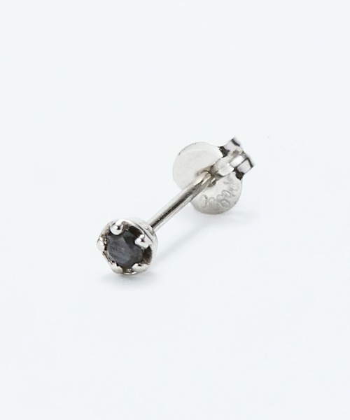 ピアス 「Pt900」ブラック一粒ダイヤピアス/片耳/金属アレルギー対応 レディース メンズの画像