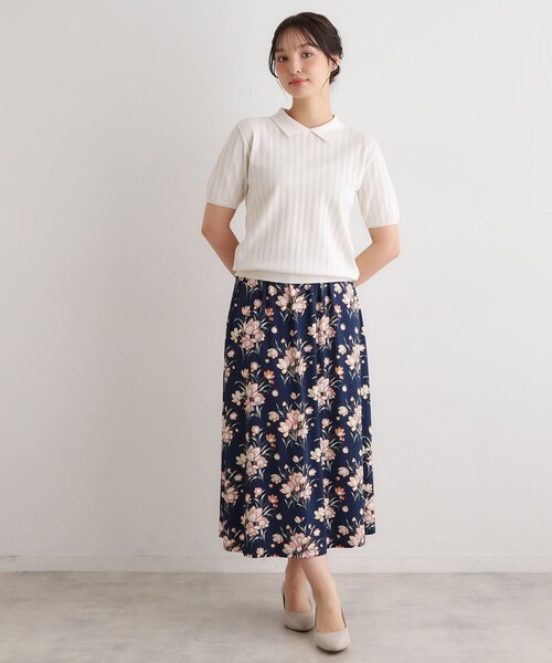 リバティ　ソープ　ロングスカート　ローラアシュレイ　check&stripe好き コットン100％／ウエストゴム／タックあり】サマーパレス柄 タイプ