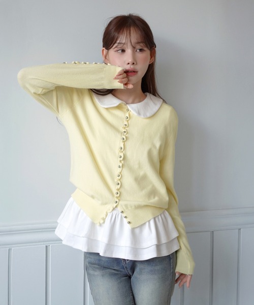 by muni:r tシャツ 半袖 「by muni:r LOGO」カラーフリルペプラムT