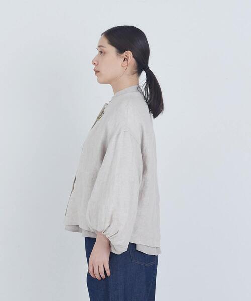 美品❣️Drawer リネンボリュームスリーブノーカラージャケット ベージュ 36 ADIEU TRISTESSE（アデュートリステス） ジャケット ノーカラー