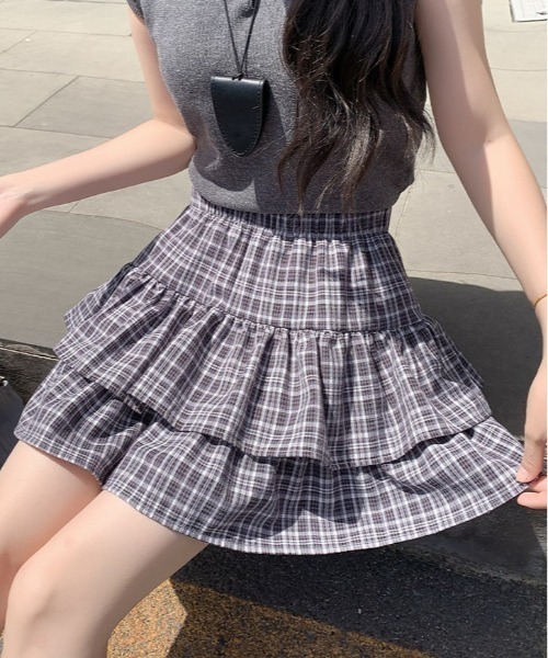 チェック柄フリルミニスカート center i スカート チェックフリルミニスカート : ZOZOTOWN Yahoo!店