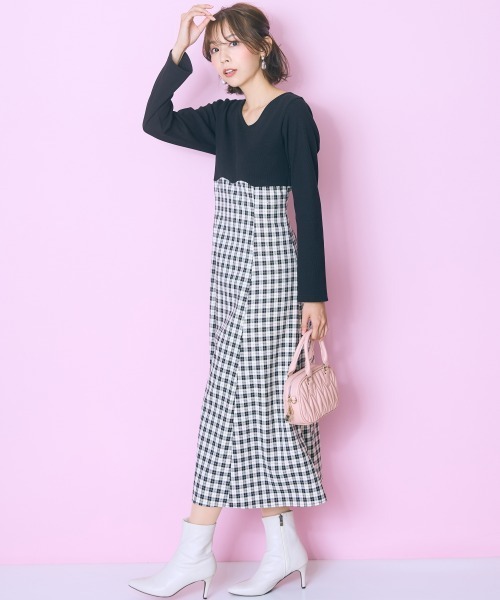 「marun」 ドッキングワンピース LL ブラック レディース_画像7