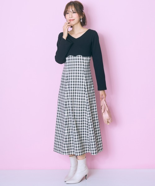 「marun」 ドッキングワンピース LL ブラック レディース_画像8
