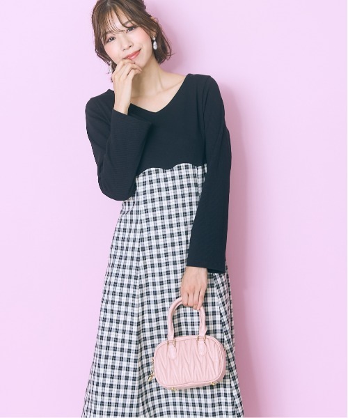 「marun」 ドッキングワンピース LL ブラック レディース_画像9