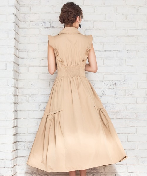 「DRESS PLUS」 ノースリーブワンピース L ベージュ レディース_画像7