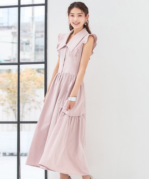 「DRESS PLUS」 ノースリーブワンピース L ベージュ レディース_画像9