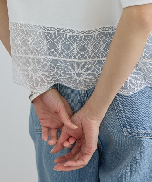 tシャツ アラベスクスカラップレースTシャツ レディースの画像